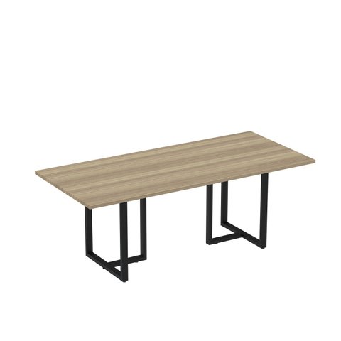 Mesa de Reunião Retangular 200x90cm MR2000P25TUB Preto/Noce Marromle