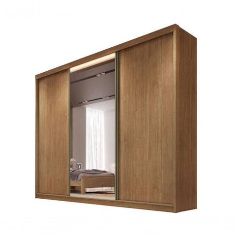 Guarda Roupa Casal com 1 Porta Espelhada 6 Gavetas - Diamond-cumaru - Móveis Novo Horizonte