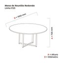 Ver imagem 3 de Mesa de Reunião Redonda 100cm MRR1100P25TUB Branco