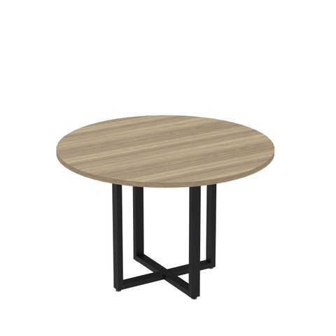 Mesa de Reunião Redonda 100cm MRR1100P25TUB Preto/Noce Marromle
