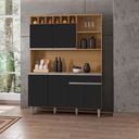 Ver imagem 2 de Cozinha Compacta 6 Portas 1 Gaveta 130cm Alice Ajl Móveis:amêndoa Preto