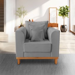 Poltrona Viena Linho Cinza - Madeira Prima Deccor - 2