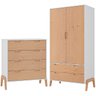Kit Roupeiro 2 Portas E Comoda 4 Gavetas Branco Pinus HEC - 1