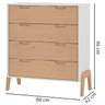 Kit Roupeiro 2 Portas E Comoda 4 Gavetas Branco Pinus HEC - 3