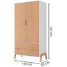 Kit Roupeiro 2 Portas E Comoda 4 Gavetas Branco Pinus HEC - 2