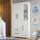 Ver imagem 4 de Guarda-Roupa Roupeiro Flocos 3 Portas 2 Gavetas Tigus Baby - Flex Color Branco/Ypê/Branco
