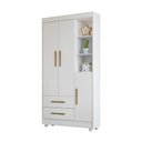 Ver imagem 1 de Guarda-Roupa Roupeiro Flocos 3 Portas 2 Gavetas Tigus Baby - Flex Color Branco/Ypê/Branco