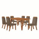 Ver imagem 2 de Conjunto Sala de Jantar Mesa Elos 1,60x0,80 Tampo Amadeirado 6 Cadeiras Riviera Cinamomo/Capuccino