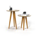 Ver imagem 1 de Conjunto de Mesinhas de Canto Retro Pés de Madeira: Off/Freijó