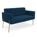 Ver imagem 1 de Sofá Namoradeira 2 Lugares Pé Ferro Dourado Elisa Bouclê Azul D03 - D'Rossi
