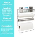 Ver imagem 7 de Suporte 5 em 1 Aço Cromado Porta Papel Toalha, Alumínio, Plástico Film e Porta Condimentos Prime