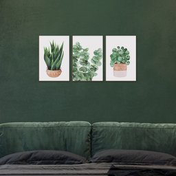 Kit 3 Quadros Plantas Folhagens Natureza Minimalista sem Moldura - 2