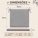 Ver imagem 2 de Kit 6 Almofadas para Cadeira 40x40x3cm Espuma D28 Assento Encosto com Amarração Cinza