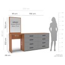Ver imagem 3 de Cômoda Penteadeira Valência 8 Gavetas Espelho 209x160cm Cinza/Freijó 250801