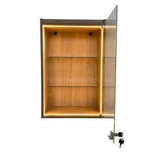 Vitrine Suspensa Amadeirada Porta Vidro 64x44cm C/ Led Colecionador