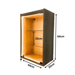 Vitrine Suspensa Amadeirada Porta Vidro 64x44cm C/ Led Colecionador - 2