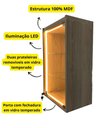 Ver imagem 3 de Vitrine Suspensa Amadeirada Porta Vidro 64x44cm c/ LED Colecionador