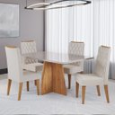 Ver imagem 1 de Conjunto Sala de Jantar Talento Mesa 120x80cm e 4 Cadeiras Iza Mel/off White/bege - Casa Giulia