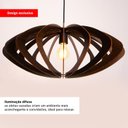 Ver imagem 2 de Luminária Pendente Grande Redondo Aletado Madeira Rustico Cor:café
