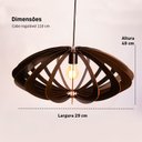 Ver imagem 5 de Luminária Pendente Grande Redondo Aletado Madeira Rustico Cor:café