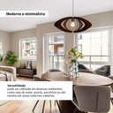 Ver imagem 4 de Luminária Pendente Grande Redondo Aletado Madeira Rustico Cor:café