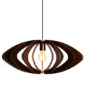 Ver imagem 1 de Luminária Pendente Grande Redondo Aletado Madeira Rustico Cor:café