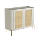 Ver imagem 1 de Buffet Aparador 98,5cm Porta Sextavada 100% Mdf Pés Metal Cor:luna com Dourado