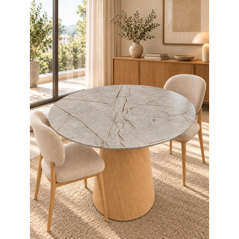 Mesa de Jantar Redonda 100cm em MDF Pietra Bronze