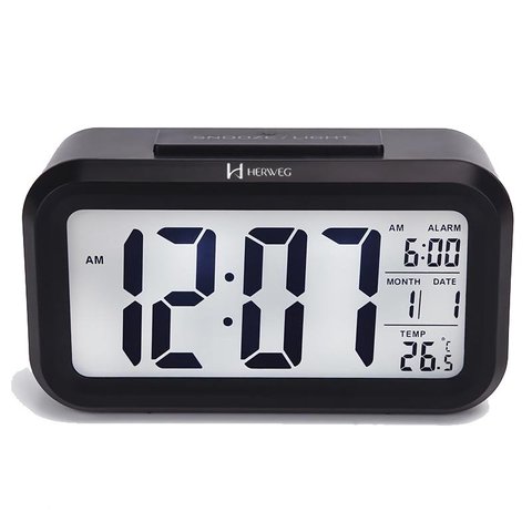 Despertador Digital Preto Herweg 2988-034