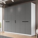 Ver imagem 1 de Guarda-roupa Casal Lisboa 6 Portas 4 Gavetas Branco/cinza - Politorno