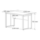 Ver imagem 2 de Escrivaninha P/ Trabalho 1,20m X 60cm Pé Metal Nogal Pr F5 Cor:nogal com Preto