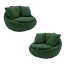 Ver imagem 1 de Kit 2 Poltronas Giratória Sala de Estar com Almofadas Afrodite Verde Veludo G45 - Gran Belo