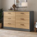 Ver imagem 1 de Cômoda Divino 6 Gavetas 100% Mdf Cinza/olmo - Manbel