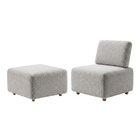 Poltrona Modular e Puff Block Pes Madeira Boucle Tce 1018 Moll