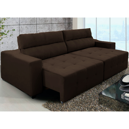 Sofá Top Lubeck 3 Lugares 3 metros Retrátil e Reclinável Suede Marrom – Sofá na Web - 2