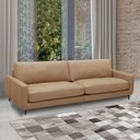 Ver imagem 1 de Sofá Decorativo Isaac 4 Lugares Sala de Estar 270cm Pés em Aço Couro Nude G88 - Gran Belo