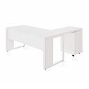 Ver mais imagens de Mesa de Escritório em L 170 cm X 160 cm 40mm Pés Metal com Gaveteiro F5 Office Cor:Branco