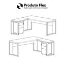 Ver imagem 3 de Mesa de Escritório em L 170 cm X 160 cm 40mm Pés Metal com Gaveteiro F5 Office Cor:Branco