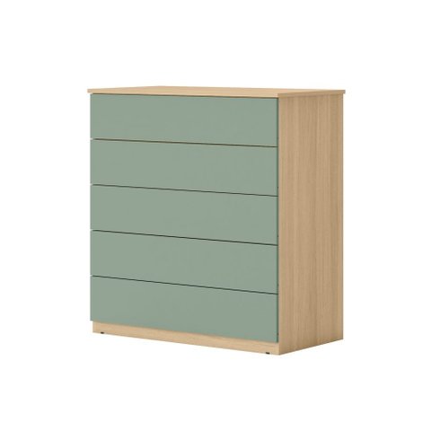 Cômoda 05 Gavetas Compacta:amêndoa/verde