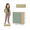 Ver imagem 5 de Cômoda 05 Gavetas Compacta:amêndoa/verde