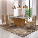 Ver imagem 1 de Mesa para Sala de Jantar Aida 180cm Mdf Canto Copo com Vidro e 6 Cadeiras Safira
