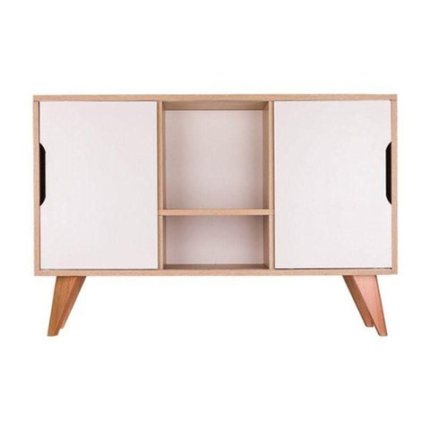 Aparador Murano Retrô 2 Portas MDP 115cm Carvalho e Branco Mercado Das Prateleiras