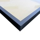 Ver imagem 3 de Quadro Decorativo Caixa Alta com Vidro Abstrato Mármore Azul Simples TaColado Moldura Preta 90 x 60c