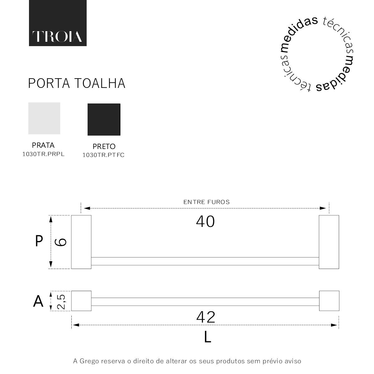 Porta Toalha de Lavabo para Banheiro Troia Prata Polido 1030040tr - 5