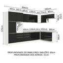 Ver imagem 4 de Armário de Cozinha Completa de Canto 546cm Branco/Preto Lux Madesa 05