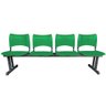 Longarina 4 Lugares Iso Plástica Coluna Dupla Cadeira Para Atendimento Espera Consultório Verde - 4