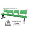 Longarina 4 Lugares Iso Plástica Coluna Dupla Cadeira Para Atendimento Espera Consultório Verde - 3