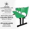 Longarina 4 Lugares Iso Plástica Coluna Dupla Cadeira Para Atendimento Espera Consultório Verde - 2