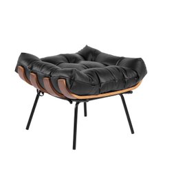 Kit Poltrona Costela com Puff Para Sala Couríssimo Preto - 4