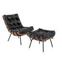 Ver imagem 1 de Kit Poltrona Costela com Puff Para Sala Couríssimo Preto